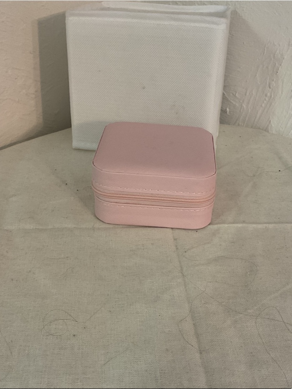 Mini Travel Jewelry Zip Around Case  Soft Blush Pink